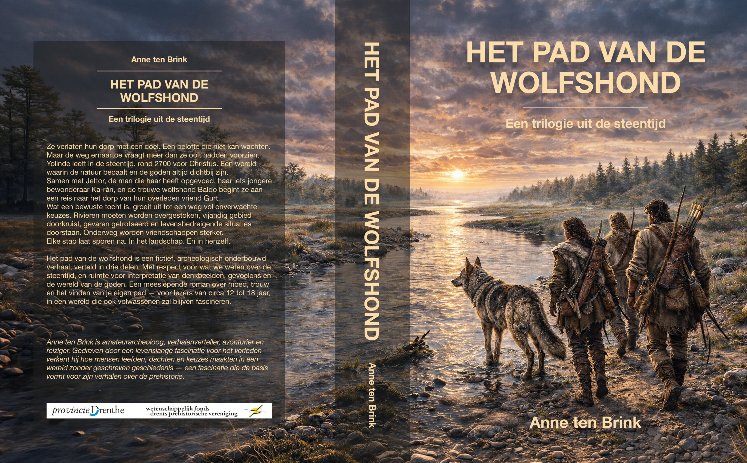 Omslag van het boek "Het pad van de wolfshond, een trilogie uit de steentijd". Schrijver is Anne ten Brink. Het pad van de wolfshond. Een trilogie uit de steentijd.