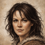 Yolinde, een van de hoofdpersonen uit de prehistorische trilogie Het pad van de wolfshond. Yolinde, een van de hoofdpersonen uit de prehistorische trilogie Het pad van de wolfshond.